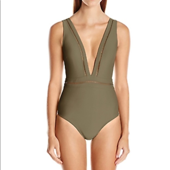TED BAKER STARZA POINTELLE DEEP-V PLUNGE SWIMSUIT - Picture 1 of 5